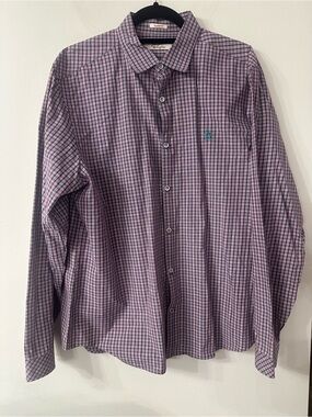 Original Penguin Purple and Blue Check Long-Sleeve Button-Down Shirt